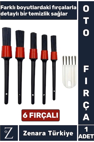 Dayanıklı Oto Araç Klima Koltuk Islak Kuru Kullanım Derin Temizlik Detaylı Temizlik Fırçası 6'lı Set