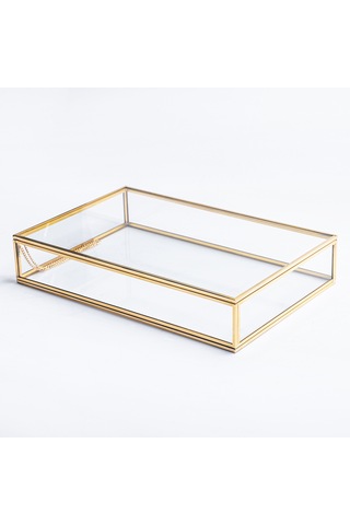 Cam Kutu Pirinç & Gold 30x20x5cm