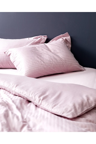 Madame Coco Elicia Çift Kişilik %100 Pamuk Çizgili Saten Nevresim Takımı - Açık Mürdüm 8684427187388 Çok Renkli