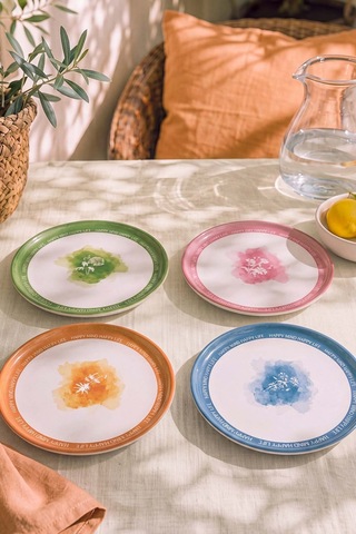 Flowers Mottolu Nordic 4'lü Pasta & Sunum Tabağı 22 Cm Çok Renkli