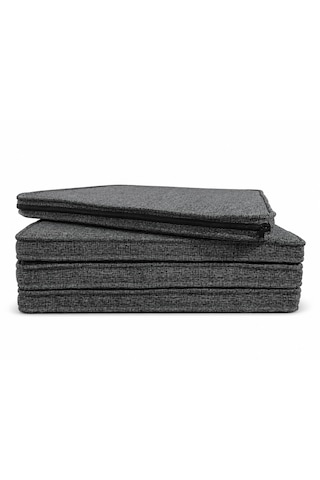 Keten Fitilli 53x46 Cm Sandalye Ölçüsüne Uygundur. 4 Parça Sandalye Koltuk Minder Seti Antrasit