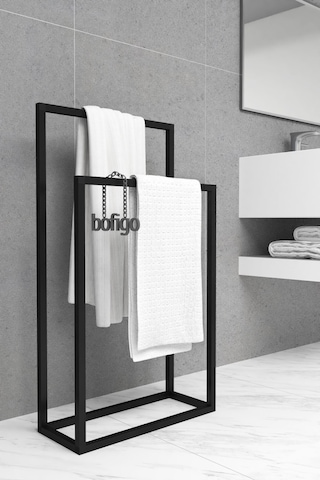 Bofigo Metal Havluluk Banyo Düzenleyici Dekoratif Havluluk Siyah