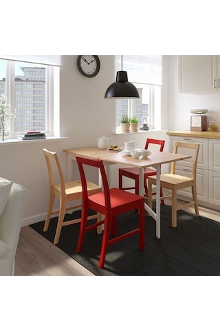 Ikea Pınntorp Katlanır Mutfak Masası, Açık Kahverengi-beyaz, 67/124x75 Cm