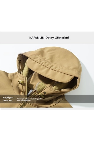 Erkekler İçin Yumuşak Kabuklu Kalın Rüzgar Geçirmez Sıcak Ceket Haki