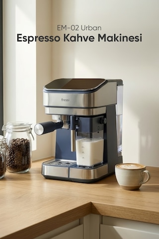 Fressi EM-02 Urban 1350 W Espresso Latte Cappuccino Kahve Makinesi