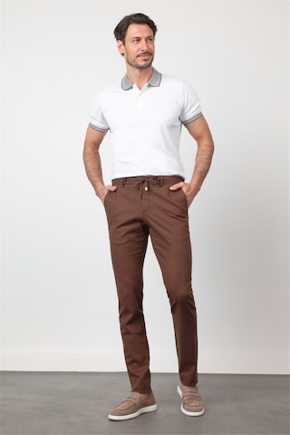 İmza Kahverengi Yan Cep Keten Slim Fit Keten Karışımlı Jogger Pantolon 1003260169