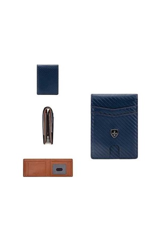 Createtech Bosphorusboutique Xıxun Tutucu, Mavi Rfıd Cüzdan, İnce Fiber Erkek Cüzdan, Anti-manyetik Pj Mavi