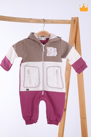 Babyhola Kız Erkek Fermuarlı Kapüşonlu Spor Tulum 12645 Kahve