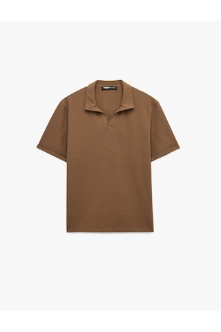 Koton Regular Fit Kısa Kollu Dokulu Basic Polo Yaka Tişört Kahverengi 6sam10091mk Kahve