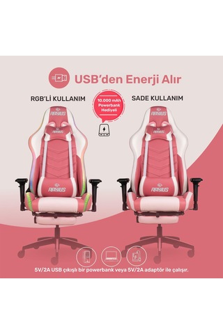 Raxius Gc3001pw Masajlı,rgb,4d Kolçaklı,ayak Destekli Oyuncu Koltuğu, Pembe- Beyaz Pembe - Beyaz