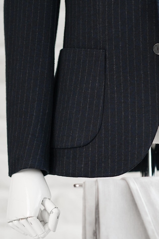 Slimfit Torba Cep Çizgili Mono Yaka Astarsız Çift Yırtmaç Likralı Kışlık Erkek Tek Ceket 001