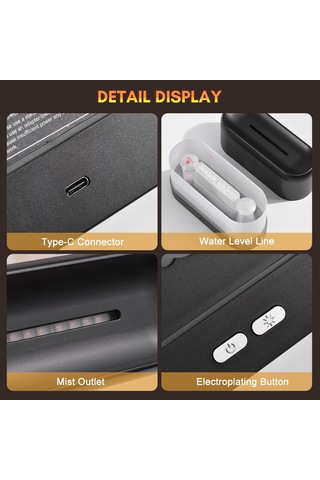 Neevoyu Siyah Ultrasonik Isı Humidifikatör, Aromaterapi Fonsiyonu, 3 Farklı Ateş Rengi, Elektrik Kesme Koruması, Usb-c Besleme