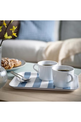 Ikea Soldatfısk Tepsi Çizgili Beyaz-gri-mavi 20x28 Cm 90607853 Çok Renkli
