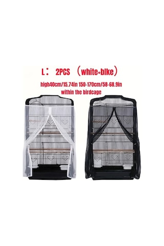 Willowhaven 2 Adet Siyah Beyaz Kafes Örtüsü - Toz Geçirmez Kuş Filesi 59-66 İnç