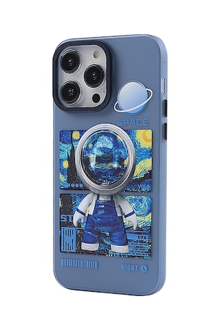 Cosmotex Newface iPhone Uyumlu 14 Pro Kılıf Prada Desenli Kapak - Prada Mavi - 1