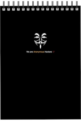 Notebook for Developers - Anonymous Hackers - Siyah - Kısmi Lak'lı Yumuşak Kapak - 50 Yaprak - Kareli - Spiralli Bloknot