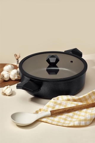 Gal Basık Tencere 28 Cm Siyah