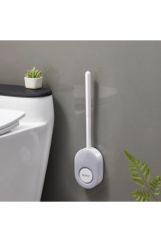 Gri Duvara Monte Tuvalet Fırçası Tutucu, Ölü Açı Yok Silikon Tuvalet Fırçası Seti Temizleme Fırçası Banyo Aksesuarları