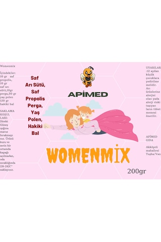 Apimed Womenmix Hanım Karışımı Arı Sütü+Arı Ekmeği+Propolis+Yaş Polen+Bal Karışım 200 G
