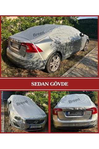 Gri Yarım Araba Brandası, Su Geçirmez, Güneşten Korur, Toz Ve Kir Önleyici, Buzlanma Önleyici Gri