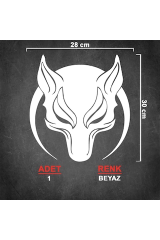 Börü Sticker - Kurt Sticker - Oto Sticker - 28cmx30cm - Beyaz