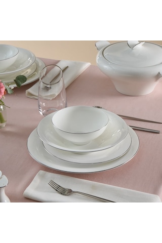 Karaca Fine Pearl Extra Argento 55 Parça 12 Kişilik Yemek Takımı Platin Renkli