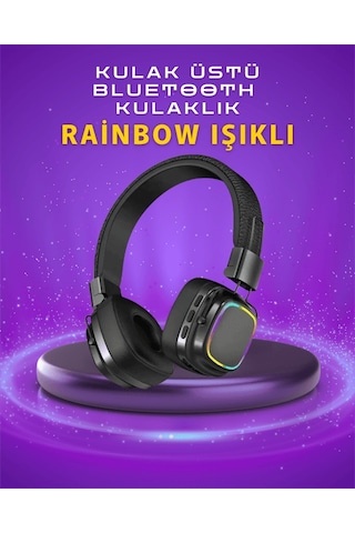 Bluetooth 5.3 Kulaklık, Renkli Işık Efektli Müzik Kulaklığı