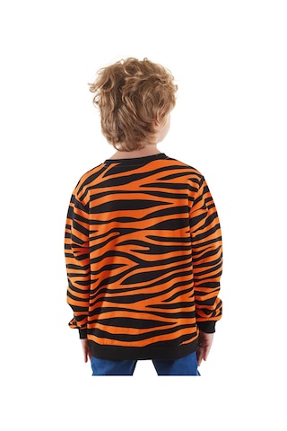 Denokids Kaplan Aplikeli Erkek Çocuk Sweatshirt Turuncu