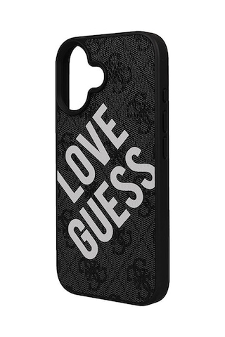 Apple iPhone 16 Uyumlu Kılıf Guess Lisanslı 4g Desenli Big Love Kapak Siyah