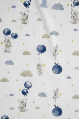More Home Müslin Bebek Yastık Kılıfı Kapaklı 35x45 Tavşanlı Balonlu Mavi Beyaz Beyaz - Mavi