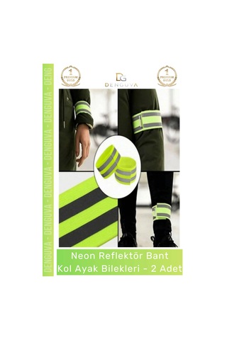 Reflektörbant Neon Sarı Ultra Parlak Gece Güvenliği Esnek Cırtlı Reflektör Bant Kol Ayak Bilek - 2 Çok Renkli
