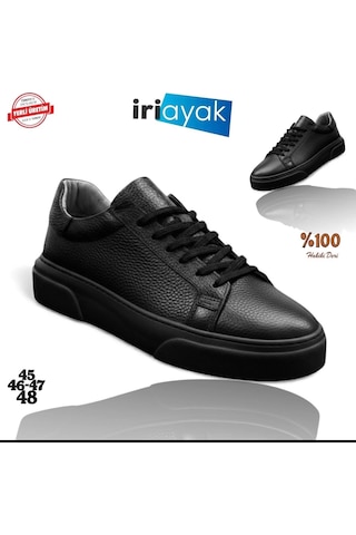 İriayak Büyük Numara Hakiki Deri 46-48 / Rahat Taban Casual Ayakkabı / Günlük Kullanıma Uygun Siyah
