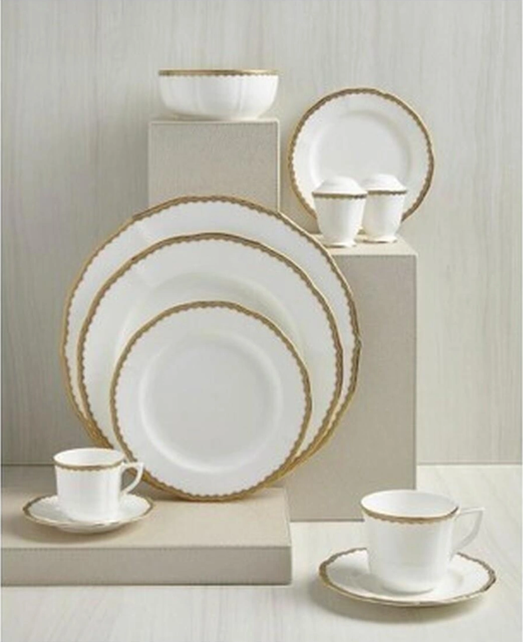 Prouna Antique Gold 72 Parça 12 Kişilik Yemek Takımı Süt Beyazı