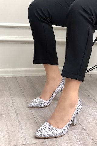 Feles Kırışık Saten Stiletto Kadın Topuklu Ayakkabı GÜMÜŞ