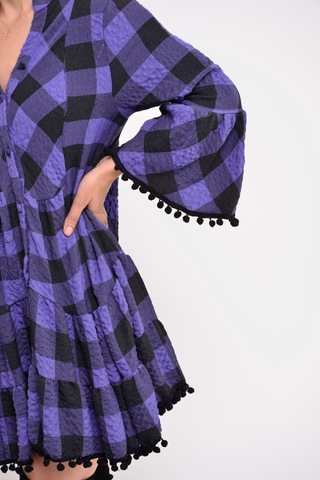 Park Moda Ekose Midi Elbise Mor