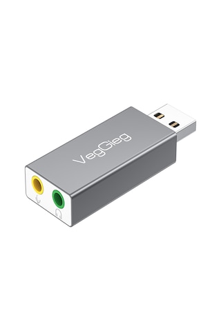 Veggieg Usb Harici Ses Kartı Adaptörü 3.5 MM Mikrofon Girişli Kulaklık