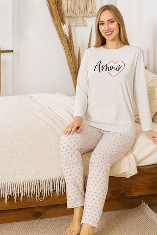 Remsa Kadın Kalp Desen Suprem Pijama Takımı 0472 Vizon04 Vizon04