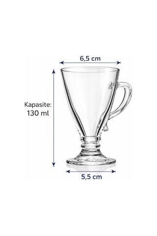 6 Lı Cam Ayaklı Bardak Seti,130 Ml,çay,kahve,türk Kahvesi,espresso Bardağı,cam Kupa Seti Şeffaf