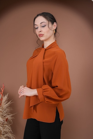 Elegance Bağlamalı Bluz Kahverengi