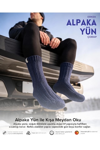 Bolero Nordsox E31 Erkek Alpaka Yün Soket Çorap 41-45 Lacivert