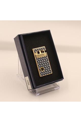 Parmida Tek Torch Pürmüz Soft Flame Özellikli Gold Siyah-beyaz Mozaik Desenli Metal Puro Çakmağı 73425285