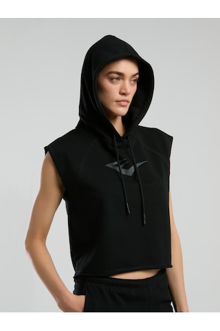 Everlast Ever Classics Wmn Siyah Kadın Crop Kapüşonlu Kolsuz Sweatshirt Siyah