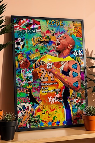 Kobe Bryant Çerçeveli Tablo Basketbol Severlere Hediye Street Art