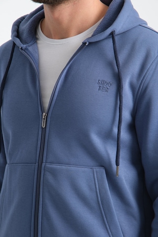 Shooter Sportswear Shooter Erkek Kışlık Eşofman Takımı Thermosoft Teknolojisi İçi Kuzu Görünümlü Regular Kalıp Minimal Logo Kapüşonlu İndigo