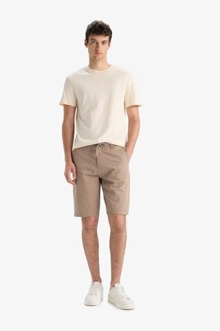 Defacto Regular Fit Düz Paça Gabardin Bermuda C5397ax25smbg73 Bej