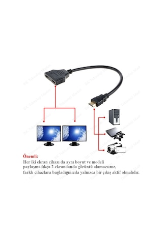 2 Port Hdmı Splitter Hdmı Çoklayıcı Kablo