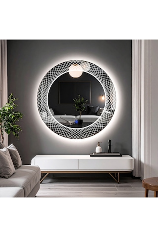 Trivon Beyaz Led'li Lazer Kumlamalı Lavabo & Banyo Aynası Dokunmatik Sensörlü 70 X 70
