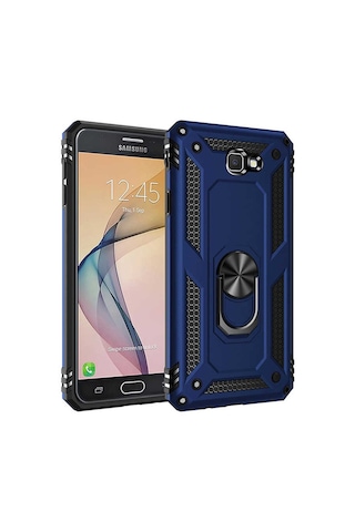 Samsung Galaxy Uyumlu J7 Prime Kılıf Sert Silikon Yüzüklü Stand Özellikli Kapak