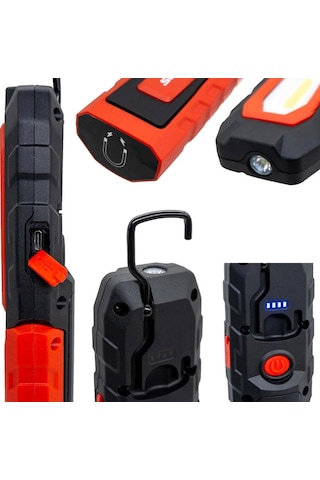 İzeltaş 14000005383 600 Lümen Cob Led Şarjlı Büyük Boy Çalışma Lambası Siyah