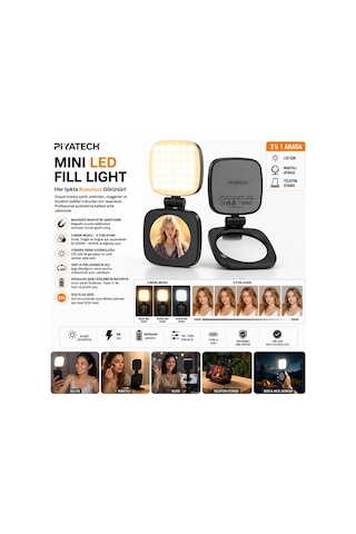 Xk-fl05 Magsafe Uyumlu Aynalı Mini Led Fill Light Taşınabilir Telefon Standı Fotoğraf Ve Video Işığı - Siyah
